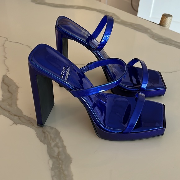Jeffrey Campbell platform metallic blue sandals - Picture 2 of 6